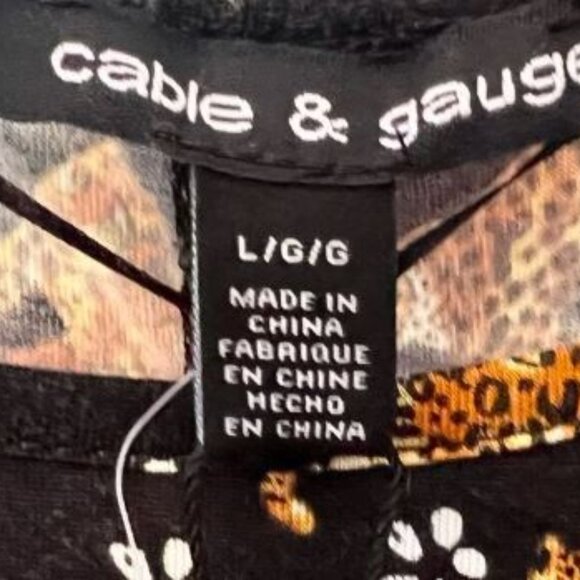 Cable & Gauge Black Blouse with Gold Leopard Print - Picture 2 of 4